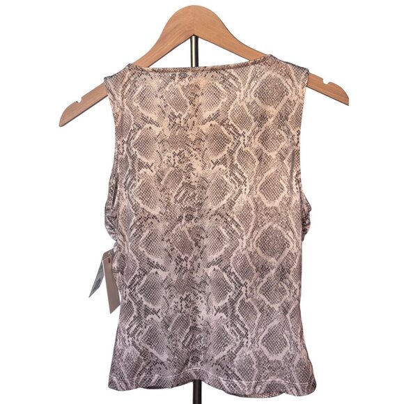 Good American Slinky Jersey Ruched Tank Top- Snakeskin Print, Size S NEW WITH TA - Picture 10 of 16